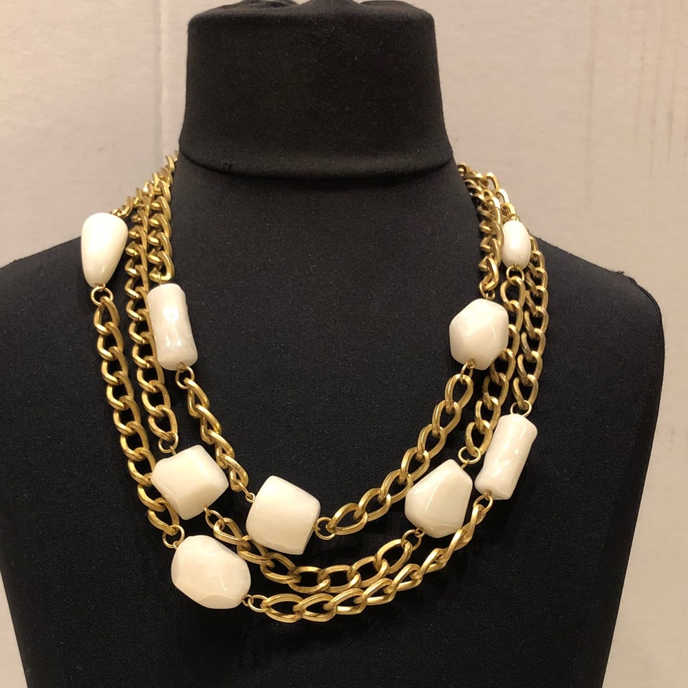Three (3) Strand chunky chain random shape beads